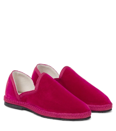 Shop The Row Friulane Velvet Loafers In Fuchsia