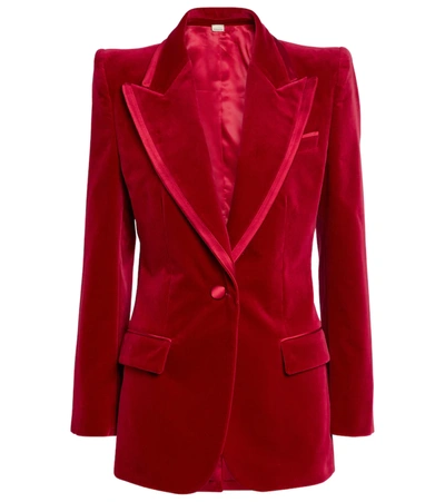 Shop Gucci Velvet Blazer In Classic Red