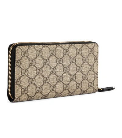 Shop Gucci Marmont Gg Supreme Wallet In Black/beige Ebony