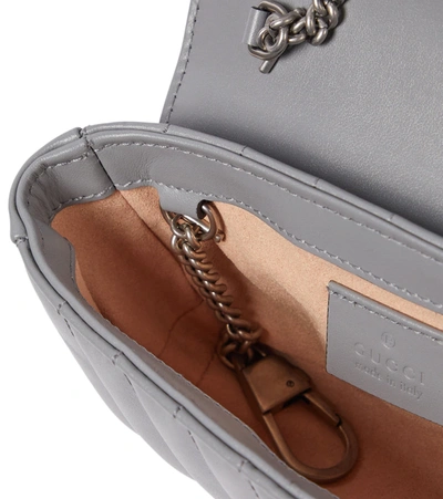 Shop Gucci Gg Marmont Super Mini Leather Shoulder Bag In Dp Grey/dp Grey/dp G