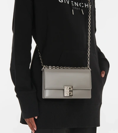 Shop Givenchy 4g Small Leather Shoulder Bag In Cloud Grey