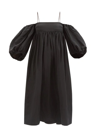 Cecilie Bahnsen Holly Oversized Matelassé Satin Dress In Black 