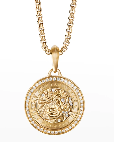 Shop David Yurman Men's St. Christopher Pendant In 18k Gold, 34.5mm