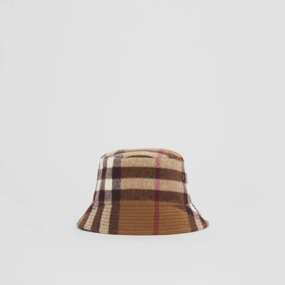 Shop Burberry Exaggerated Check Wool Bucket Hat In Birch Brown