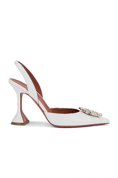 Amina Muaddi Begum Swarovski Crystal-embellished Leather Slingback Pumps In White