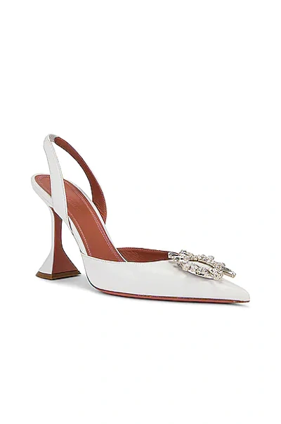 Amina Muaddi Begum Swarovski Crystal-embellished Leather Slingback Pumps In White