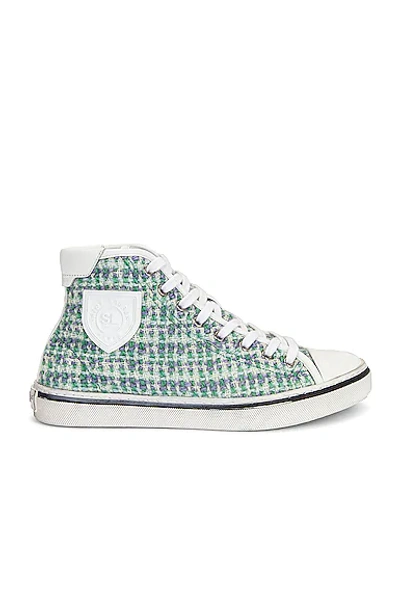 Shop Saint Laurent Malibu Mid Top Sneakers In Parma Turquoise