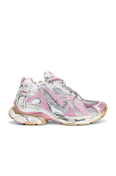 Shop Balenciaga Runner Sneakers In White & Pink & Beige