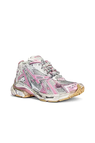 Shop Balenciaga Runner Sneakers In White & Pink & Beige