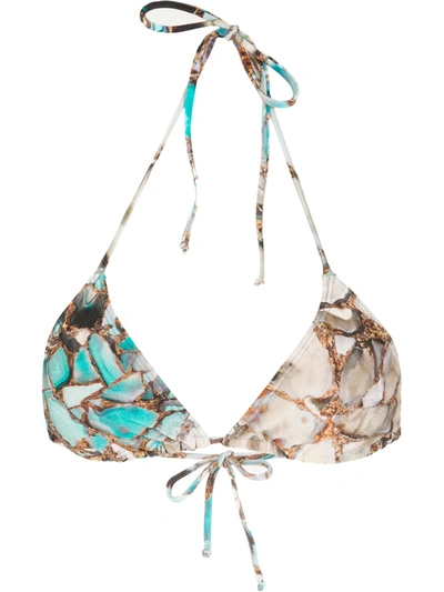 Shop Lygia & Nanny Lido Marble-print Bikini In Blau