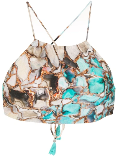 Shop Lygia & Nanny Ilana Marble-print Bikini In Blau