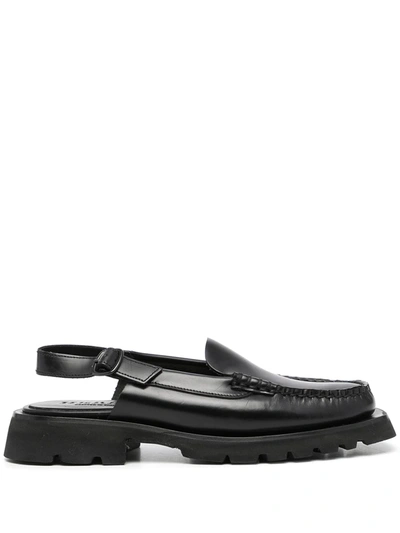 Hereu ‘raiguer Sport' Lug Sole Leather Slingback Loafers In Schwarz