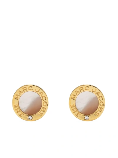 Shop Marc Jacobs The Medallion Mop Stud Earrings In Gold