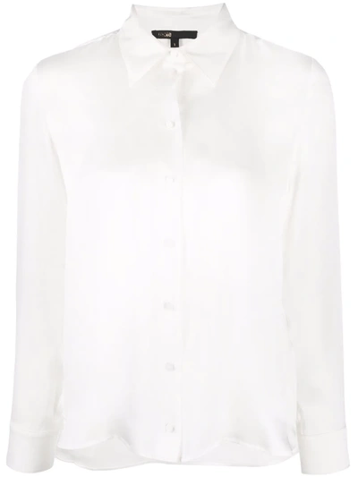 Shop Maje Silk Button-up Shirt In Weiss