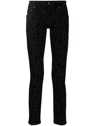 Shop Dolce & Gabbana Leopard Print Slim-fit Jeans In Schwarz