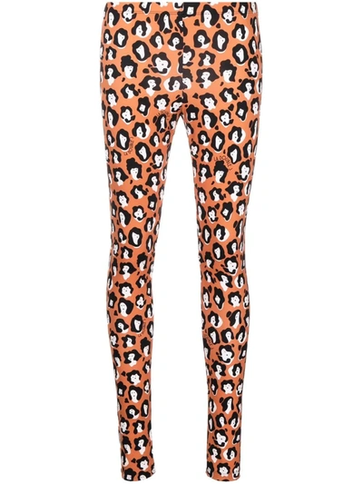Shop La Doublej Lady Leopard Leggings In Orange
