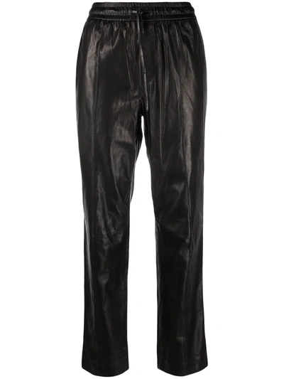 Shop Rag & Bone Tapered Leather Trousers In Schwarz