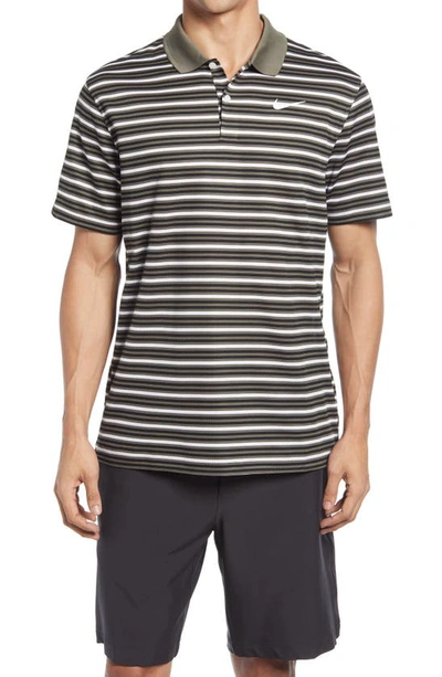 Shop Nike Dri-fit Victory Polo Shirt In Medium Olive/ Black/ White