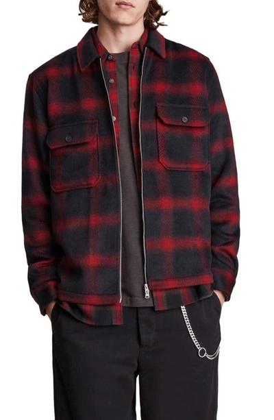 Juneau Zip Shirt Jacket In Black/red