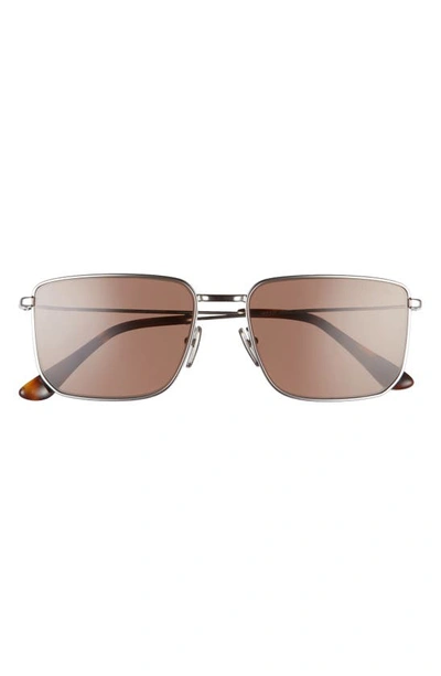 Shop Prada 56mm Rectangular Sunglasses In Gunmetal/ Polar Light Brown