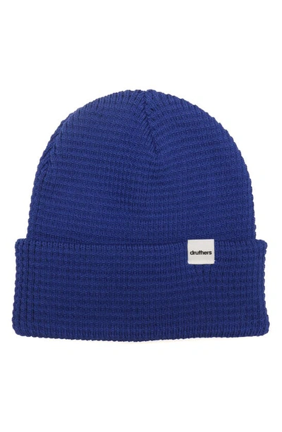 Shop Druthers Organic Cotton Waffle Knit Beanie In Blue