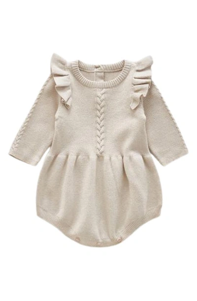 Ashmi And Co Lizzie Ruffle Sleeve Knit Cotton Bodysuit In Beige
