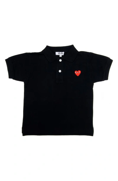 Shop Comme Des Garçons Little Red Heart Polo In Black