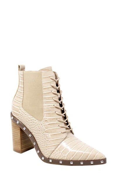 Shop Charles By Charles David Debate Studded Lace-up Bootie In White Faux Leather