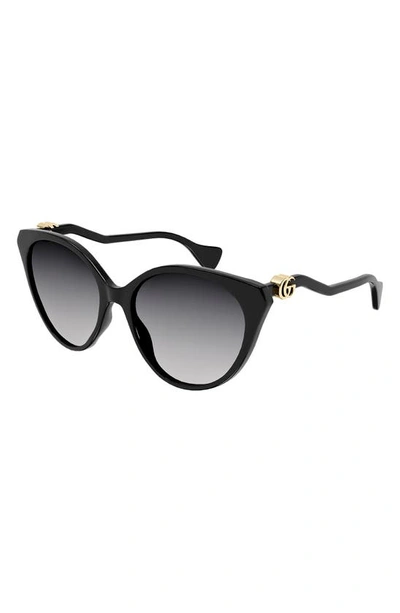 Shop Gucci 57mm Cat Eye Sunglasses In Black