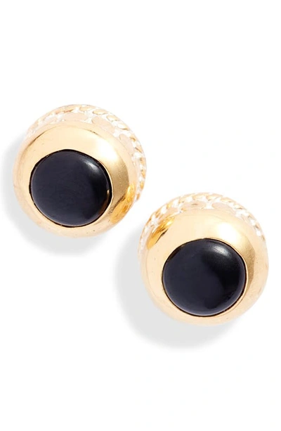 Shop Anna Beck Black Onyx Stud Earrings In Gold/ Black