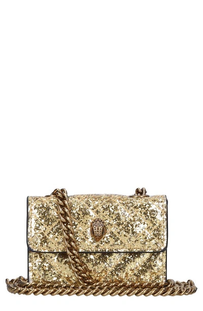 Micro Kensington Glitter Quilted Crossbody Bag In Gold