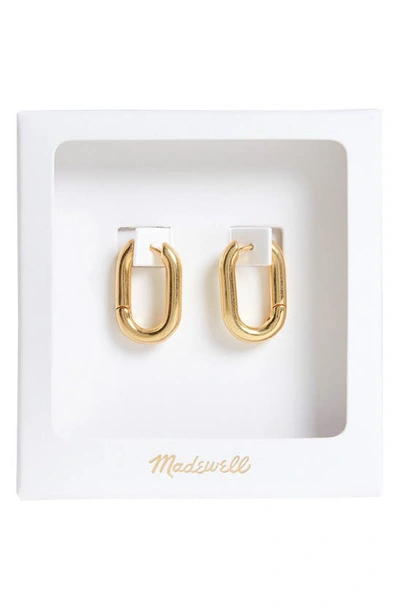 Shop Madewell Carabiner Medium Hoop Earrings Gift Box In Vintage Gold