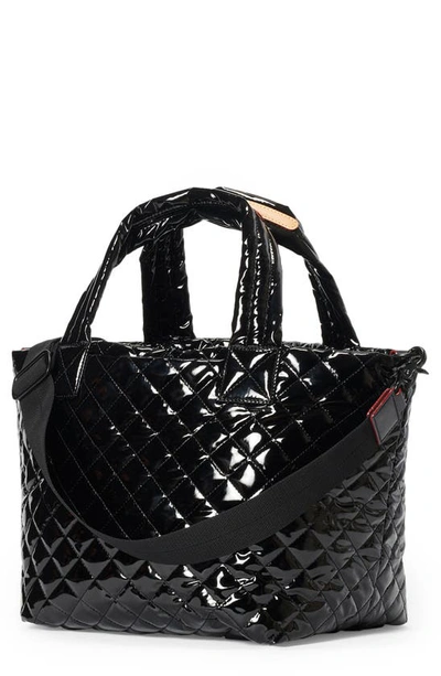 Shop Mz Wallace Deluxe Small Metro Tote In Black Lacquer