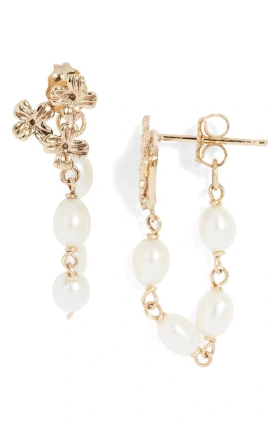 Shop Poppy Finch Blossom Keshi Pearl Wraparound Hoop Earrings In 14k Yellow Gold