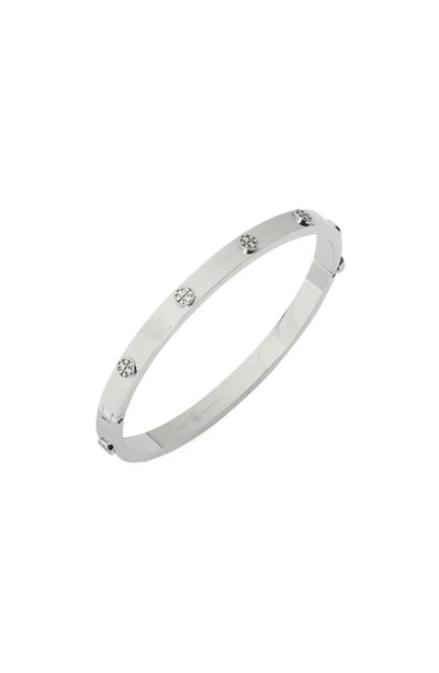 Shop Tory Burch Miller Stud 5mm Hinge Bracelet In Silver