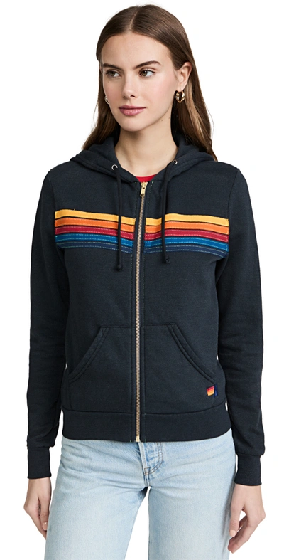 Shop Aviator Nation 5 Stripe Hoodie Charcoal