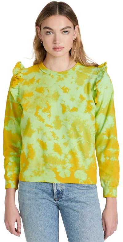 Shop Clare V Petit Ruffle Sweatshirt In Cloud Tie-dye Daiquiri