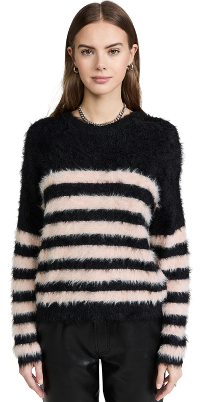 Shop Velvet Lulu Fuzzy Sweater In Black/blush