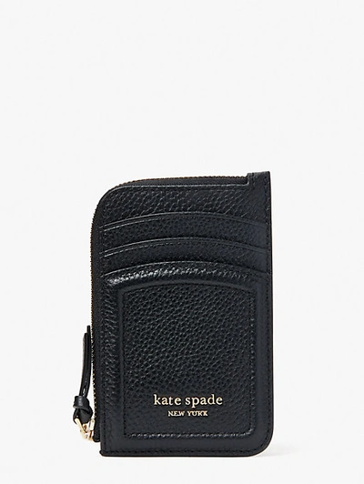 Shop Kate Spade Knott Zip Cardholder In Black