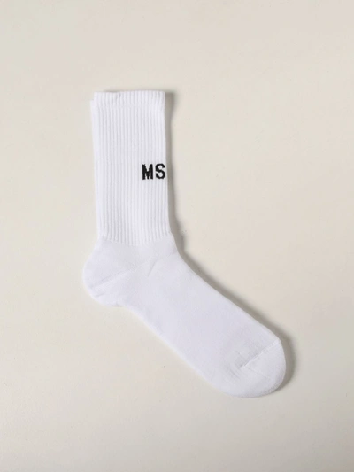 Shop Msgm Stretch Ribbed  Socks In White