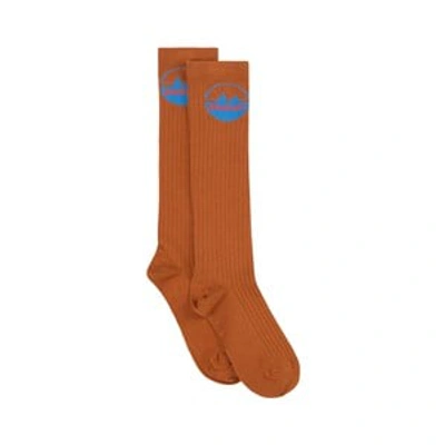 Shop Bonmot Organic Wood Mountains Socks In Brown