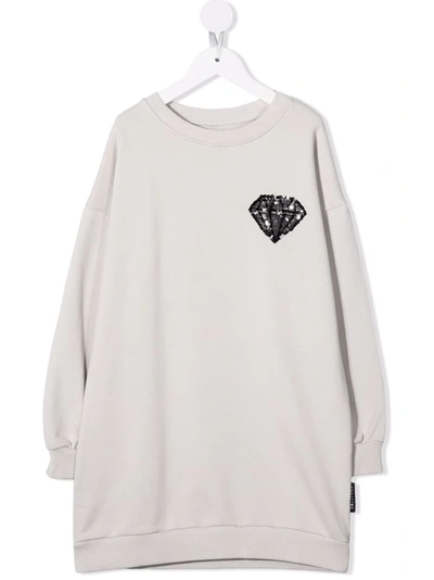 Shop Andorine Teen Sequin-embroidered Sweatdress In Grey