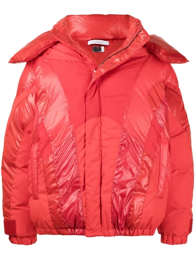 Shop Facetasm Padded Hooded Jacket In Red