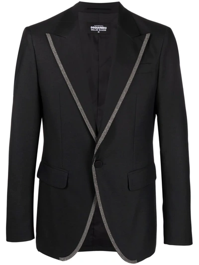 Shop Dsquared2 Contrast-trim Single-breasted Blazer In Black