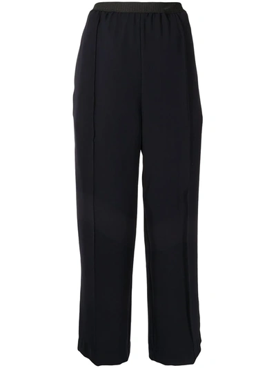 Shop Plan C High Waisted Cropped Trousers In Blue