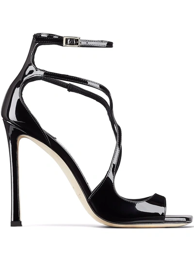 Jimmy Choo Womens Black Azia 110 Strappy Patent Leather Sandals In Black