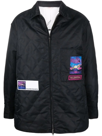 Valentino Quilted Shirt Jacket In Black