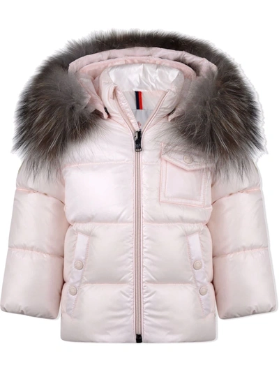Moncler Babies' Faux Fur-trimmed Hooded Coat In Pink | ModeSens