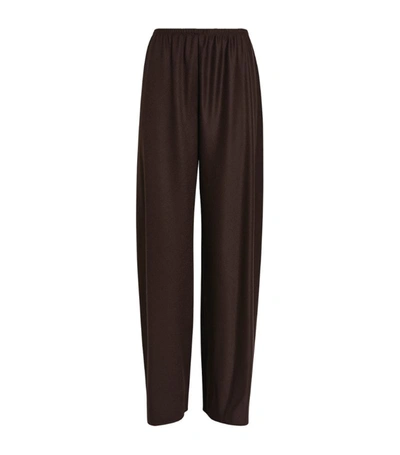 Gala Wool And Mohair-blend Wide-leg Pants In Brown