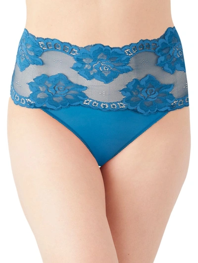 Shop Wacoal Light & Lacy Floral Hi-rise Brief In Blue Coral